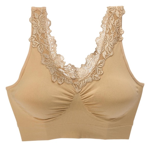 Rhonda Shear Seamless Pull Over Bra With Lace - Picture 2 of 6